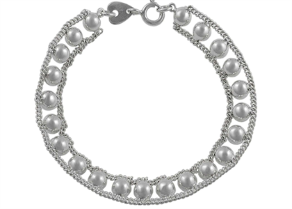 Rhodium Plated Womens Pearl Bracelet